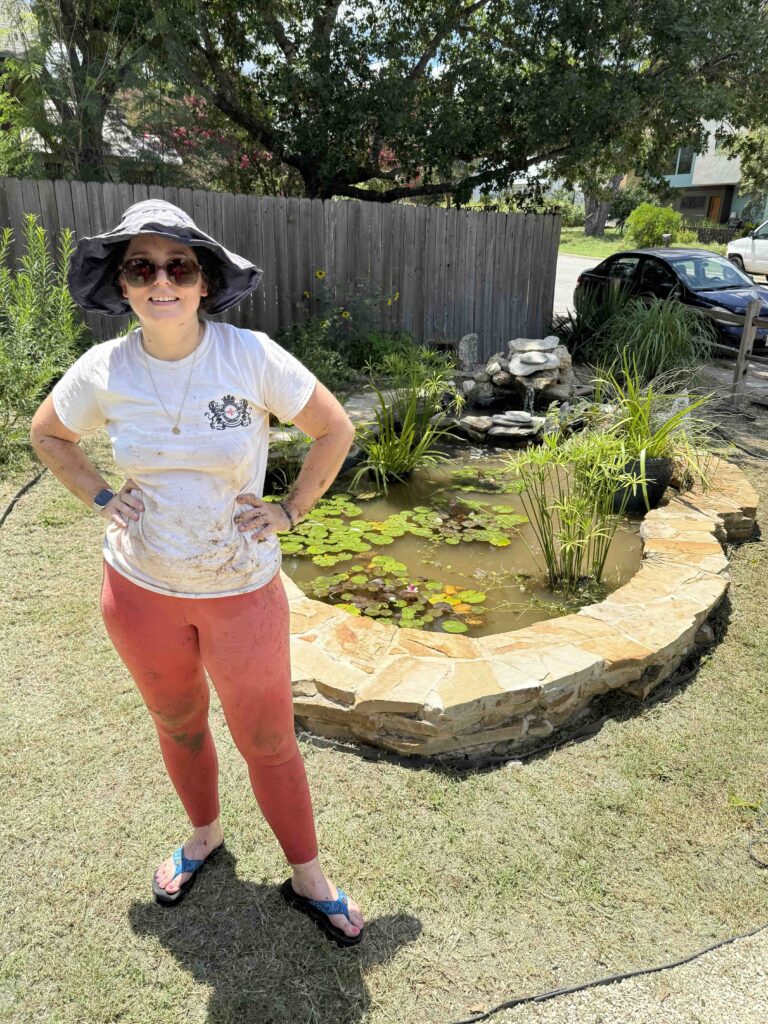 photo of dr. jane bradbury during a landscape design install