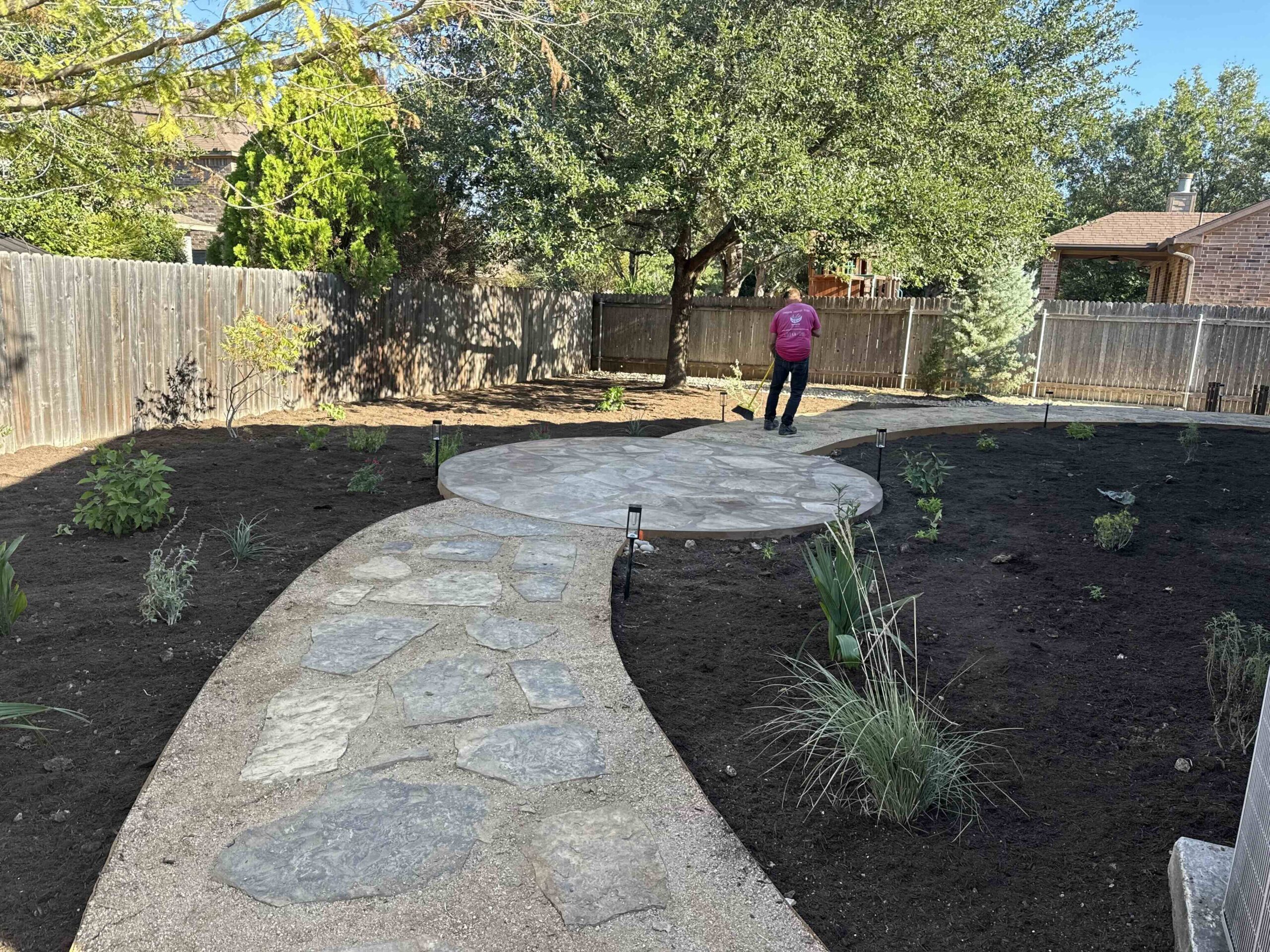 image of completed garden with a steward of the land